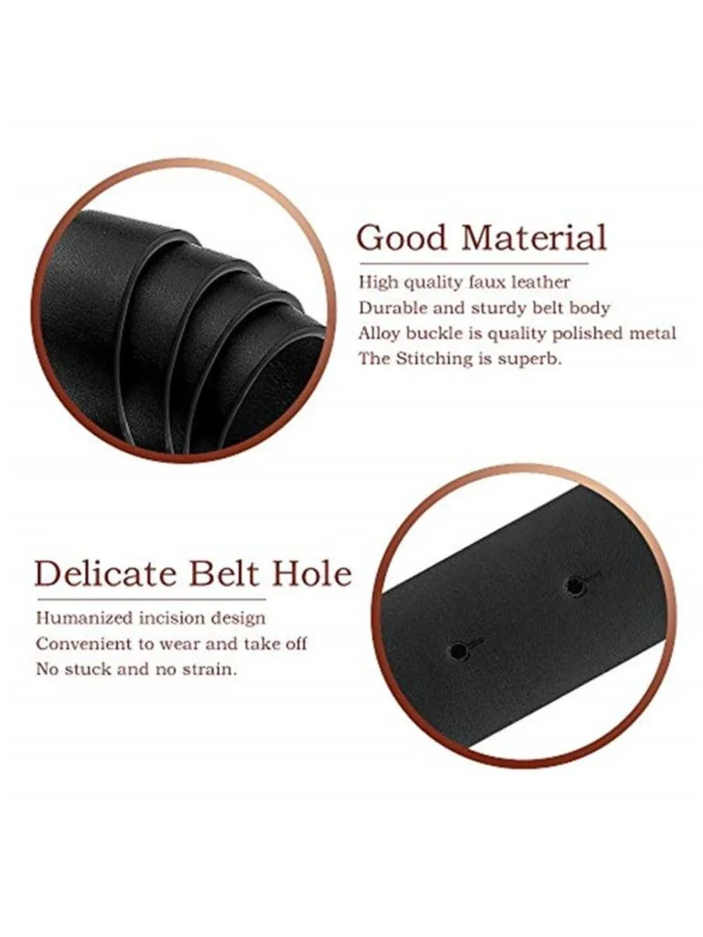 Womens Faux Leather Belts Double O Ring Buckle Black Brown White 3 Pack Fashion
